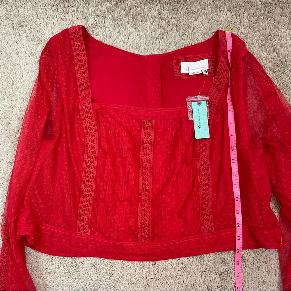 NWT Anthropologie Plus A+nthropologie Dotted Tulle Crop Long Sleeve Top Size 24W - Picture 13 of 16